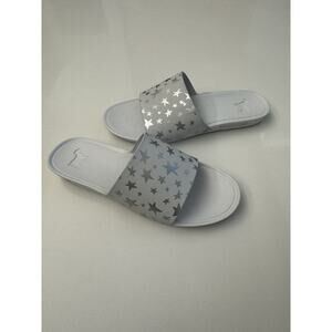 GOATS Silver Star White Comfortable Slip On Slide Sz 2.5 Y Kids New Nordstrom